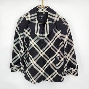 Talbots Black Plaid Cropped Blazer